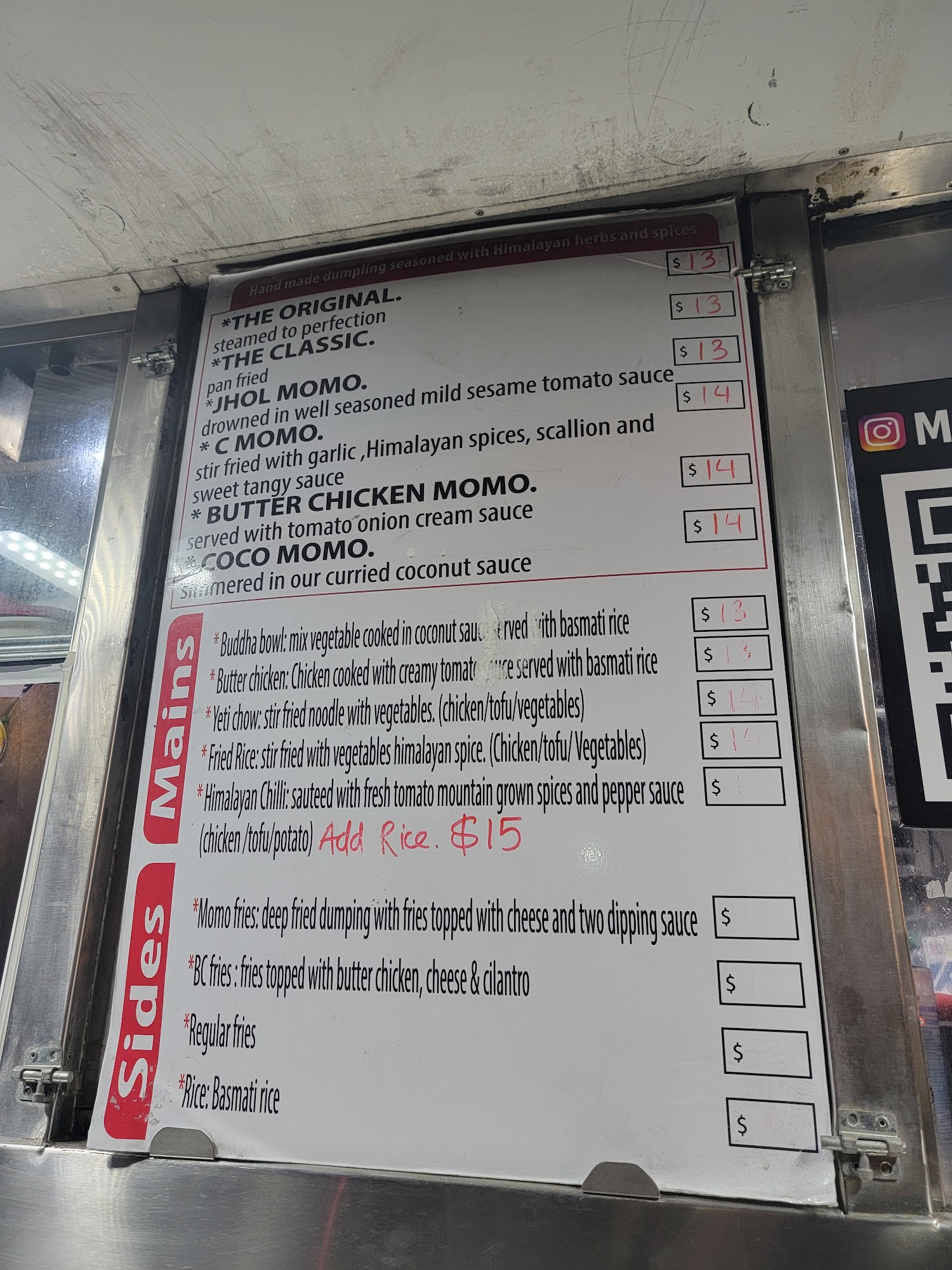 Momo Fomo Menu
