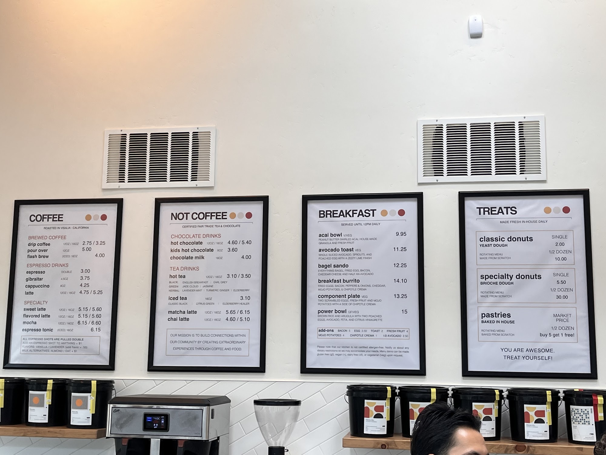 Component Coffee Tulare Menu