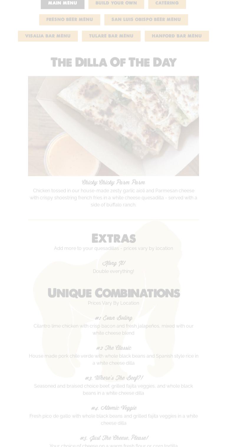 Quesadilla Gorilla Menu
