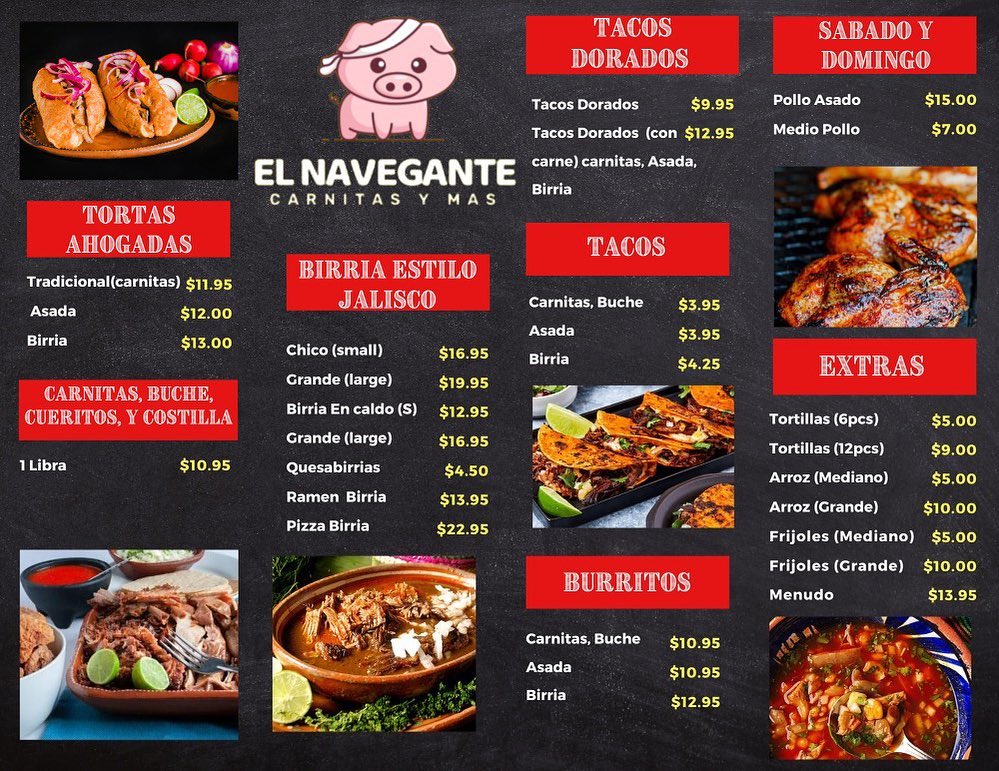 Mariscos El Navegante Menu