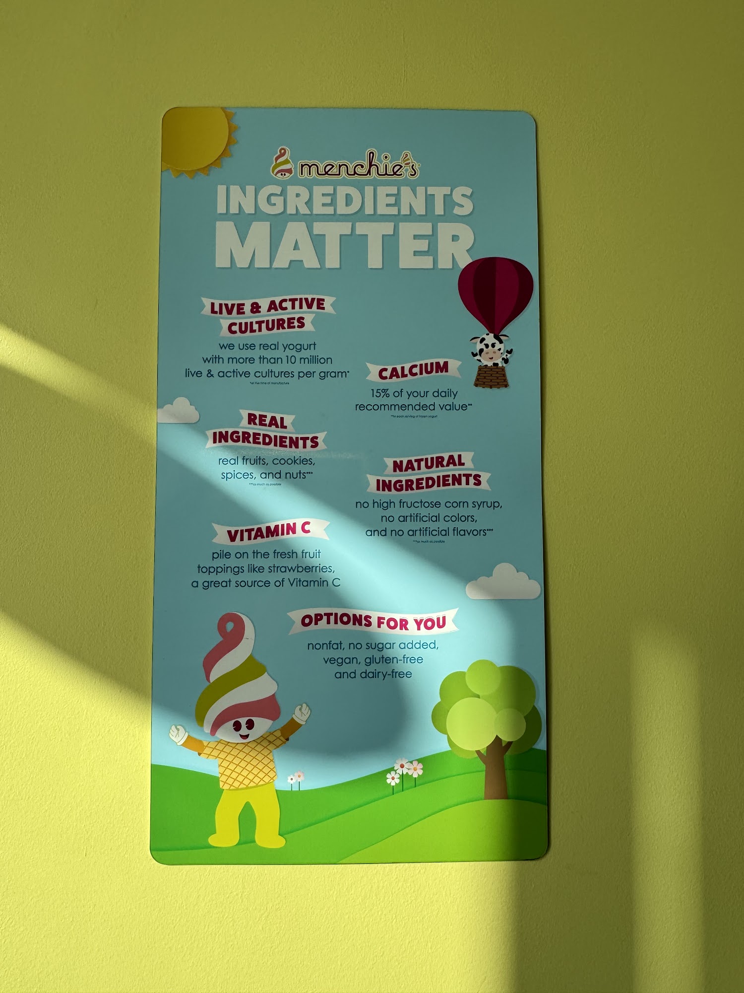 Menchie's Frozen Yogurt Menu