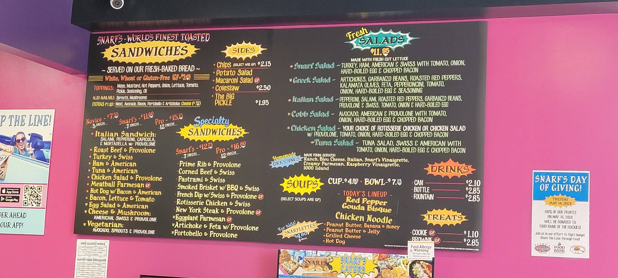 Snarf's Sandwiches Menu