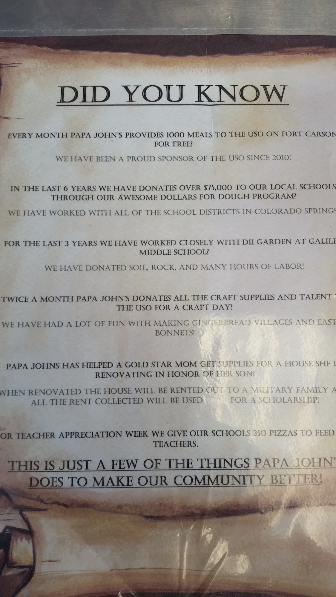 Papa Johns Pizza Menu