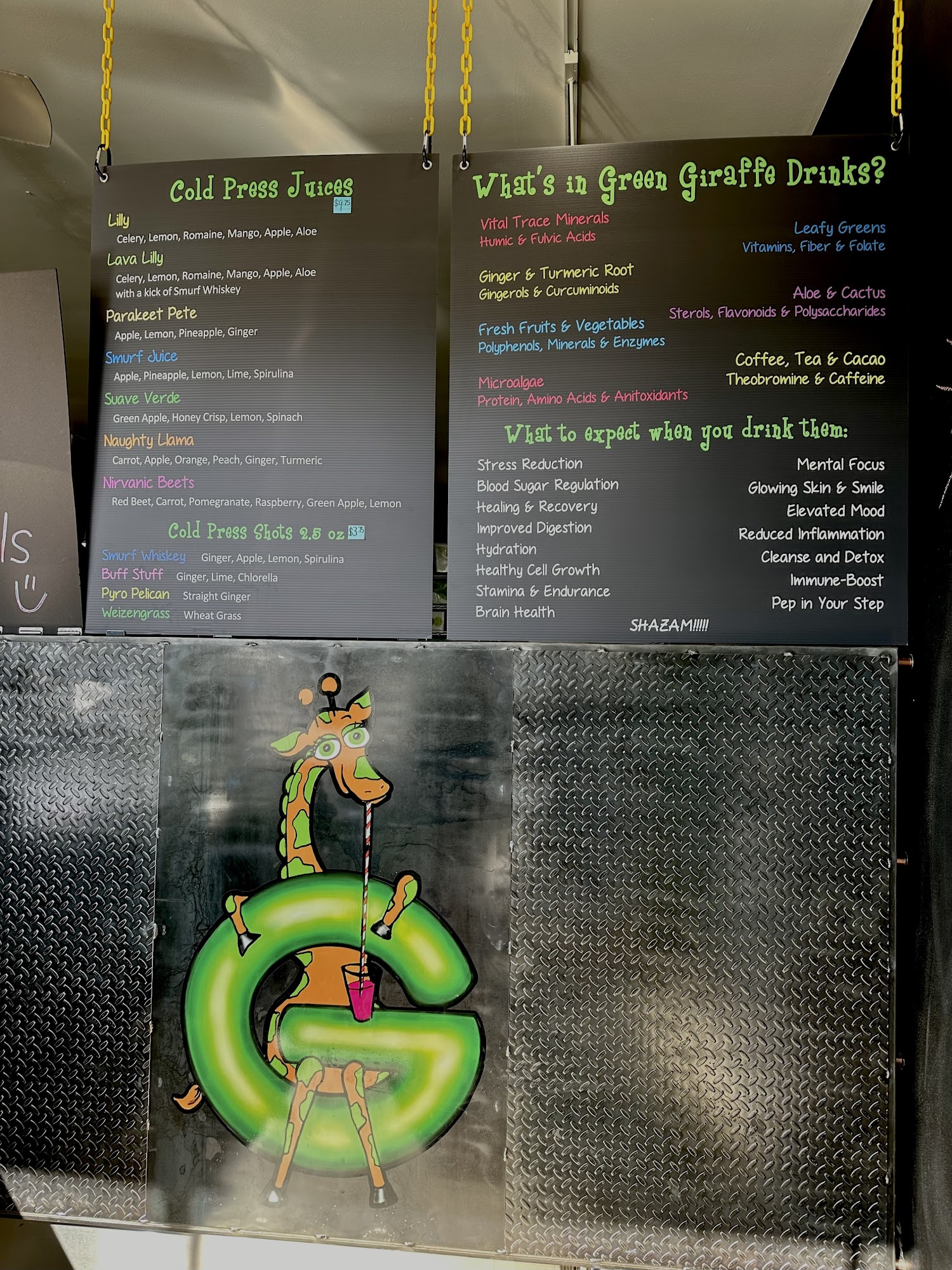 Green Giraffe Bar Menu