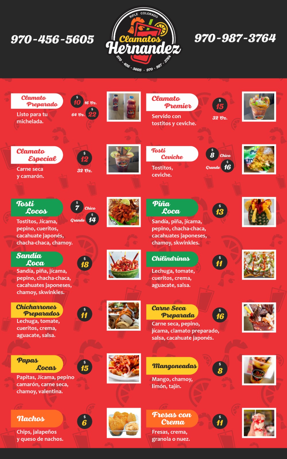 Clamatos Hernandez Menu