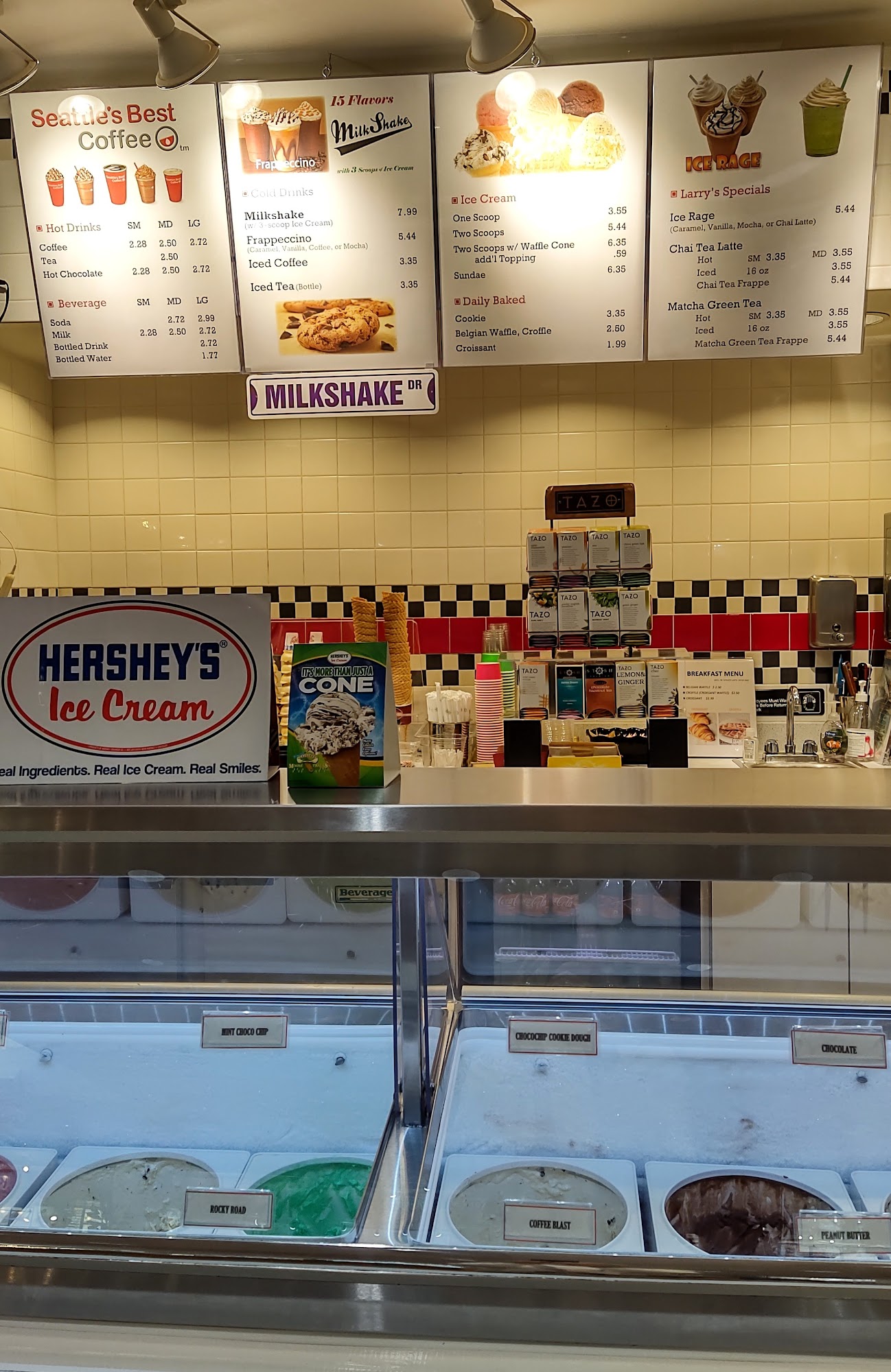 Larry's Cookies and Ice Cream Menu