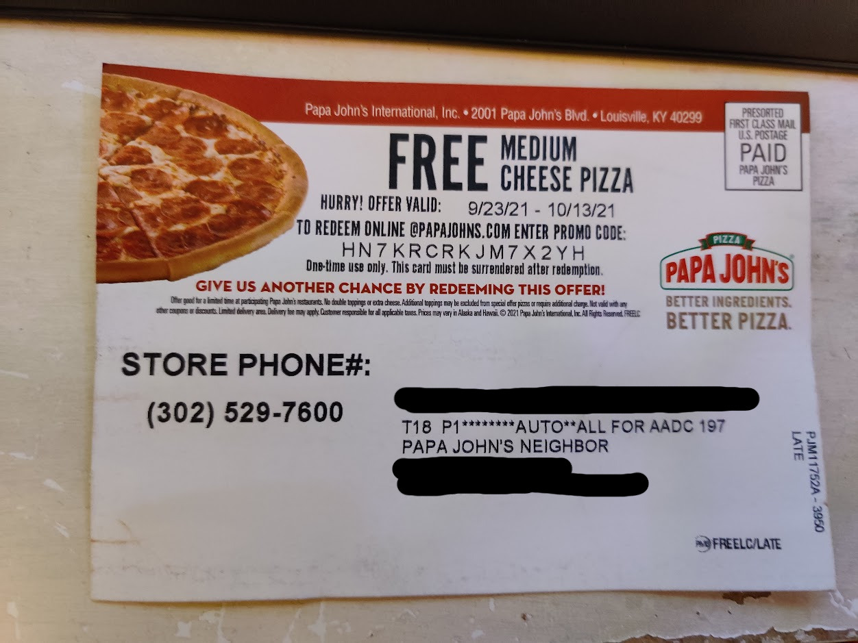 Papa Johns Pizza Menu