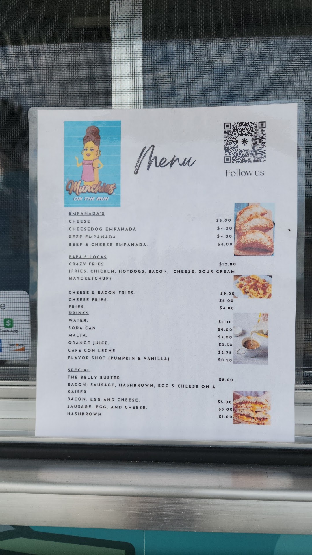 Munchies on the run Menu