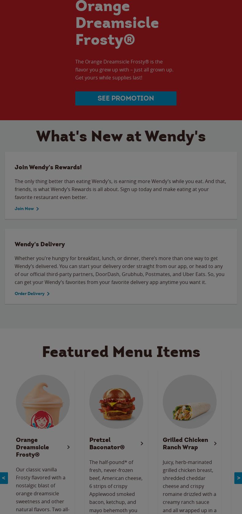 Wendy's Menu