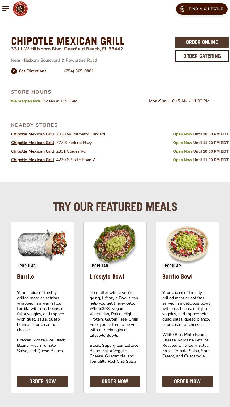 Chipotle Mexican Grill Menu