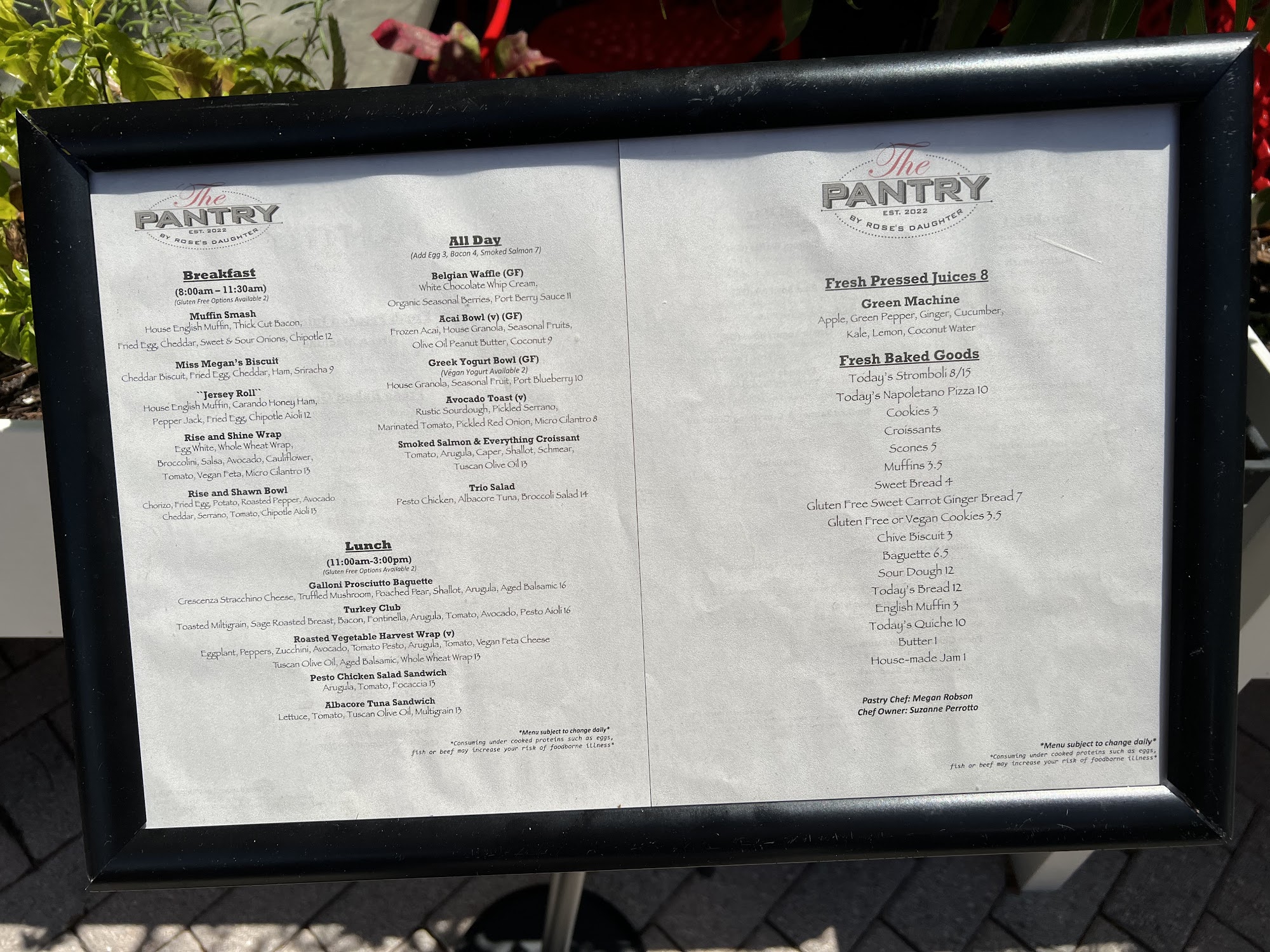 The Pantry at Roses Daughter Menu