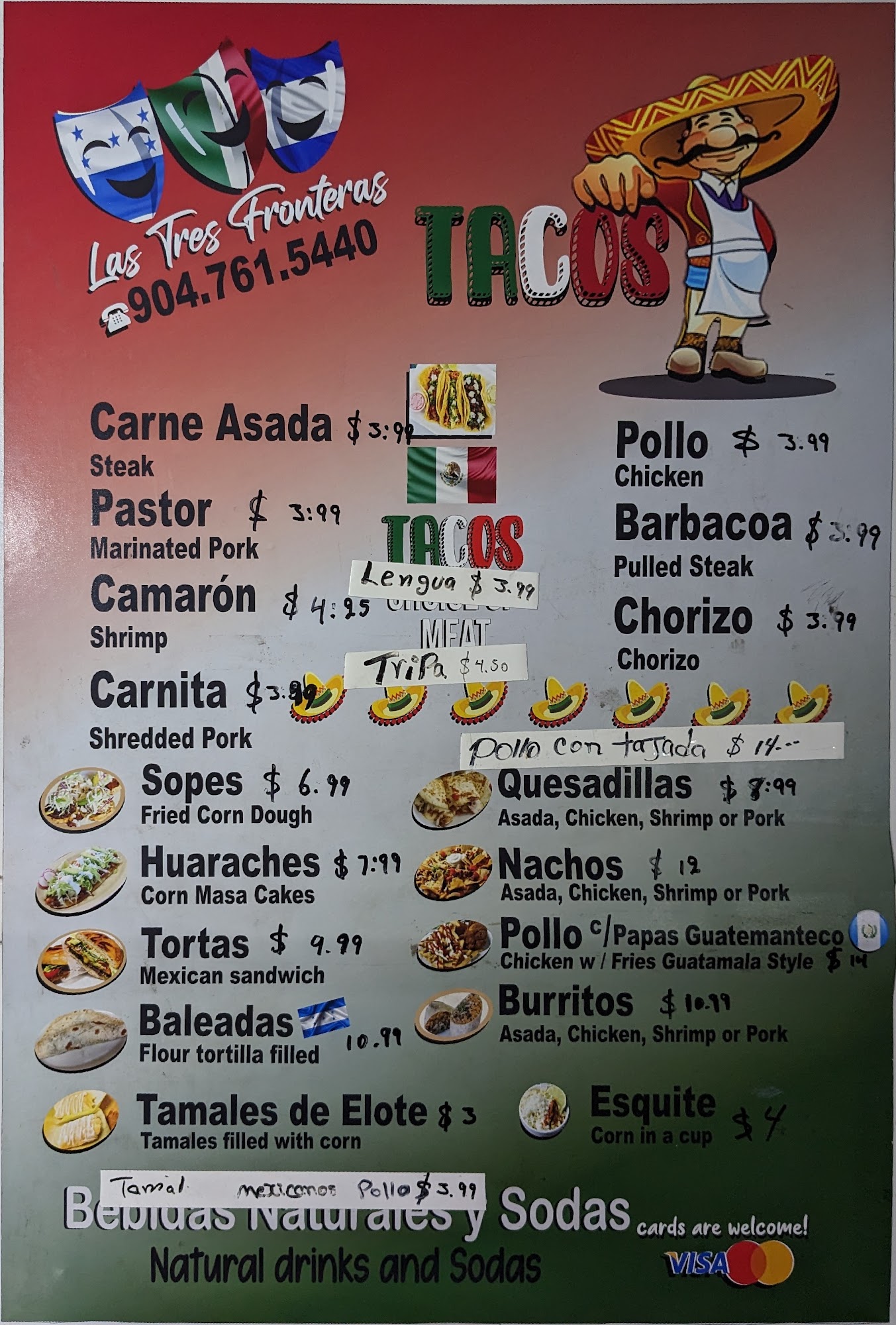 Las Tres Fronteras Tacos Menu
