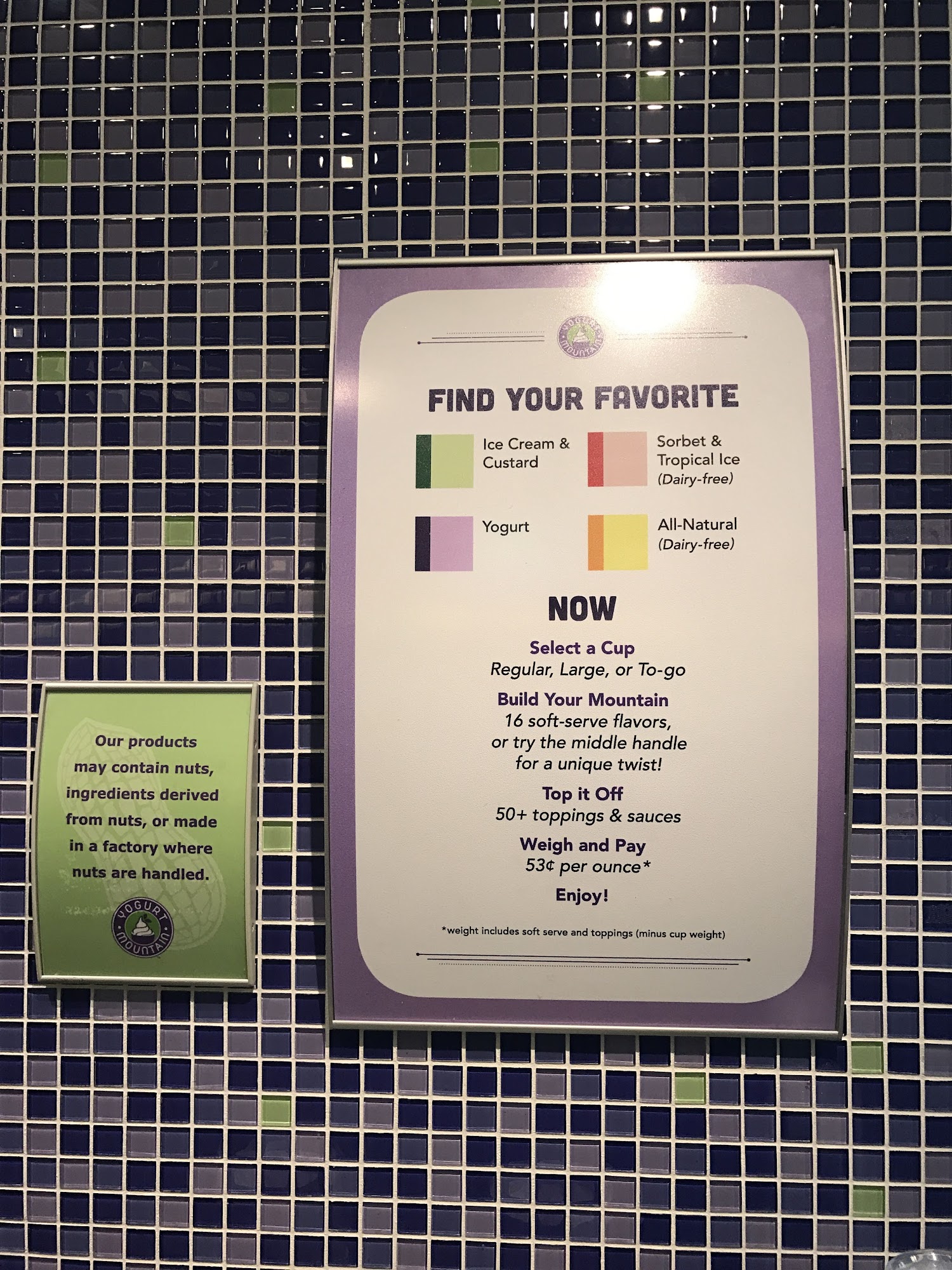 Yogurt Mountain Menu