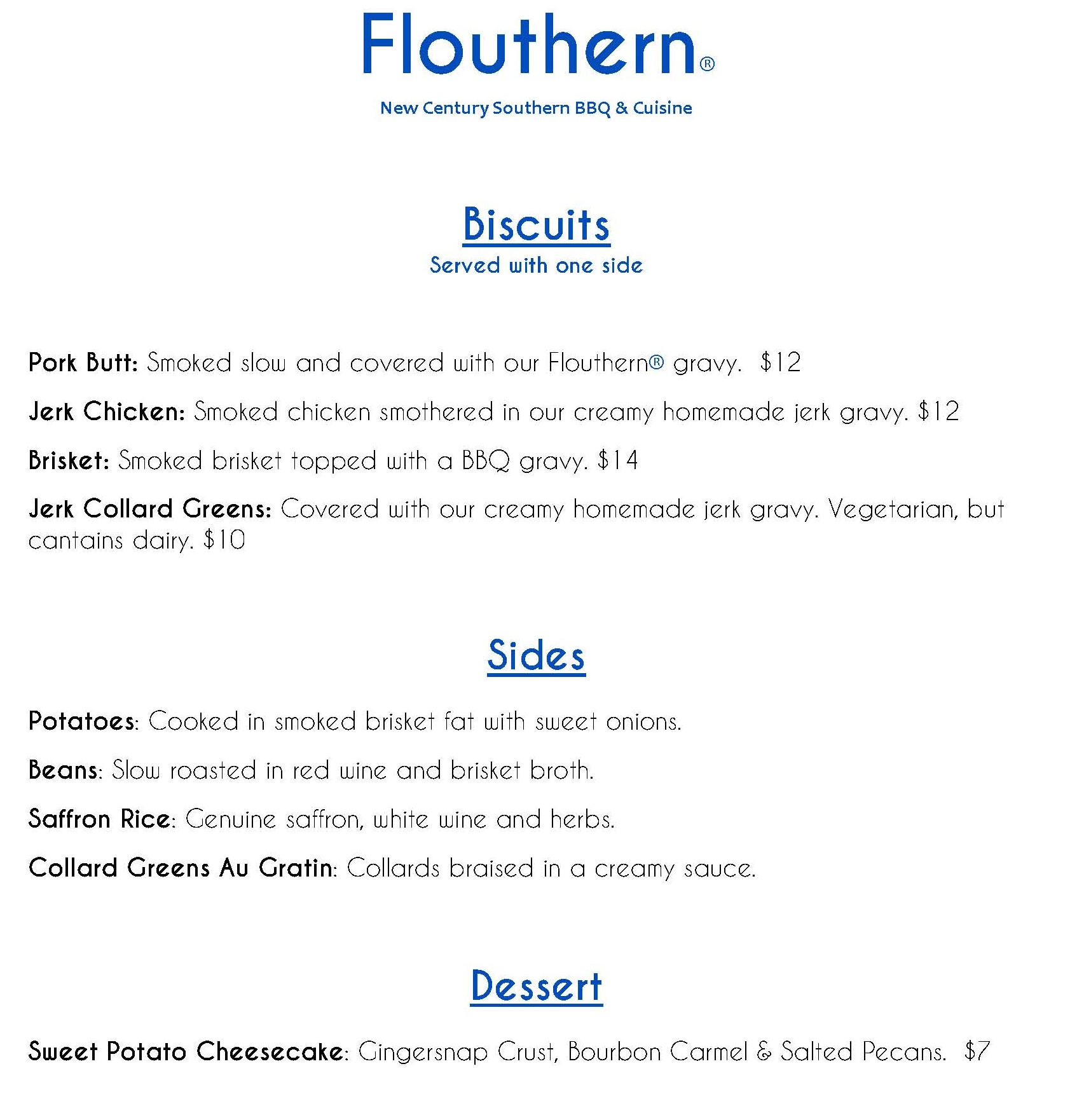 Flouthern Menu