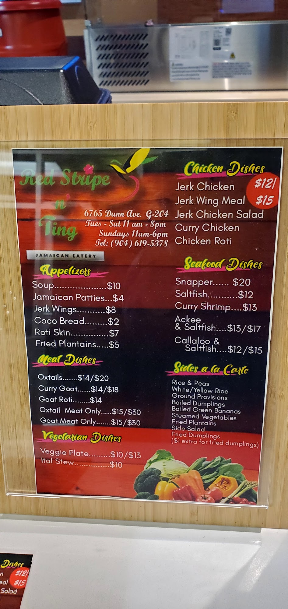 Red Stripe N' Ting Menu