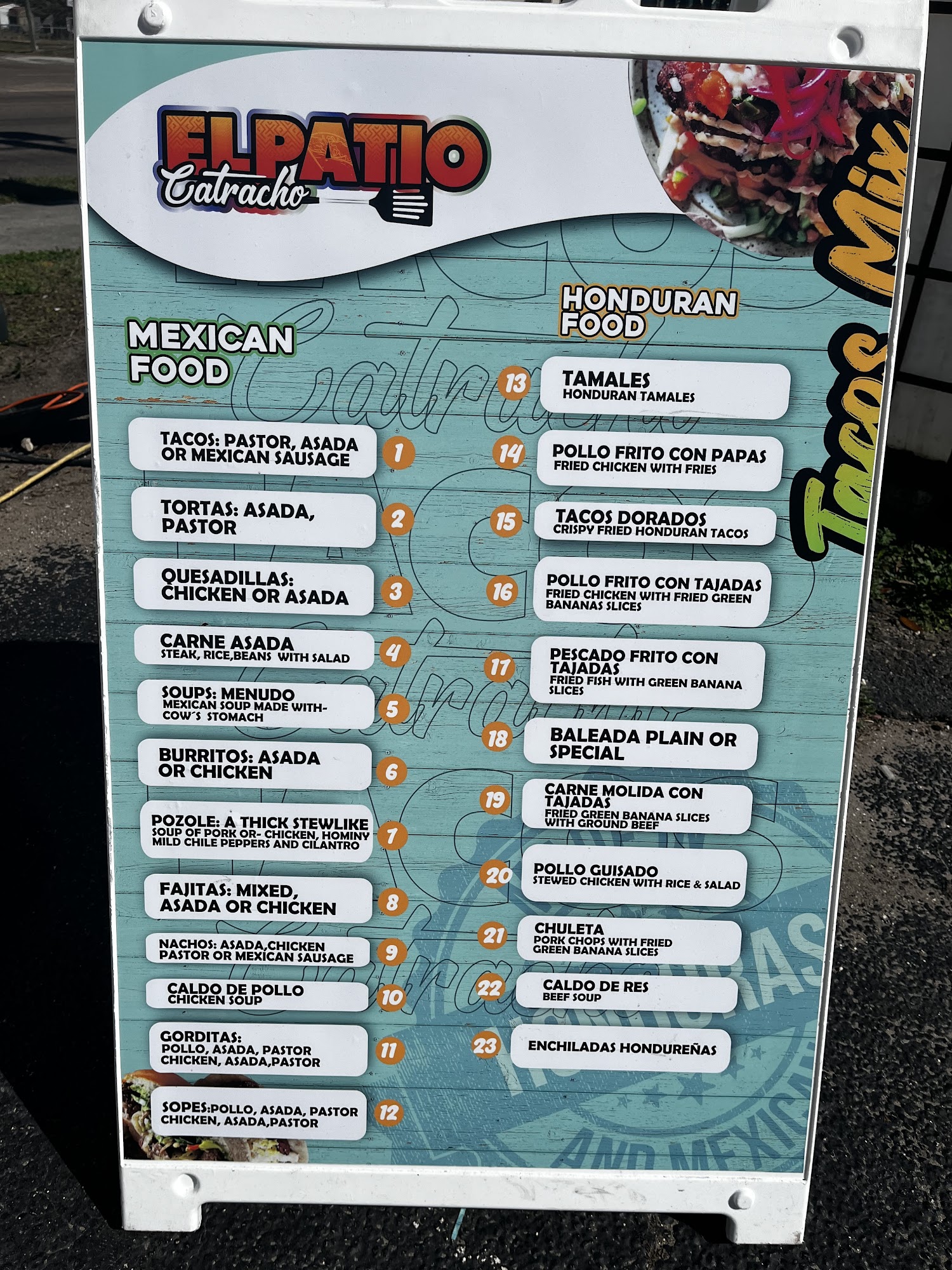 El Patio Catracho Menu