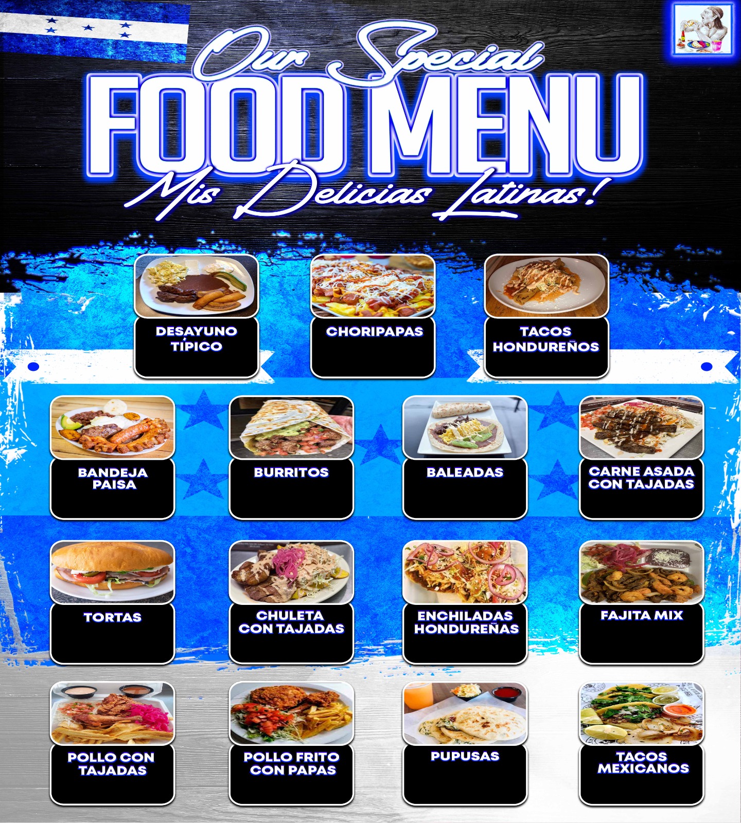Mis Delicias Latinas (Honduran Food) Menu