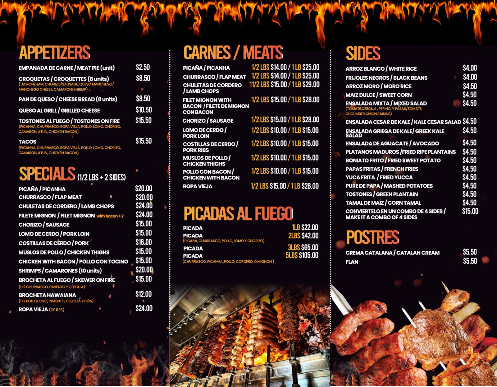 AL FUEGO GRILL CHURRASCARÍA KENDALL Menu