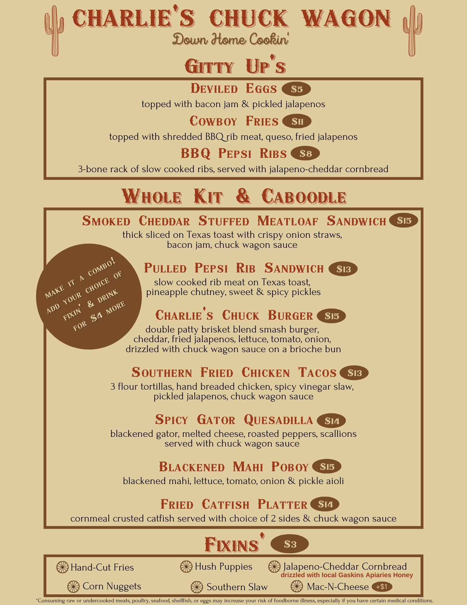 Charlie's Chuck Wagon Menu