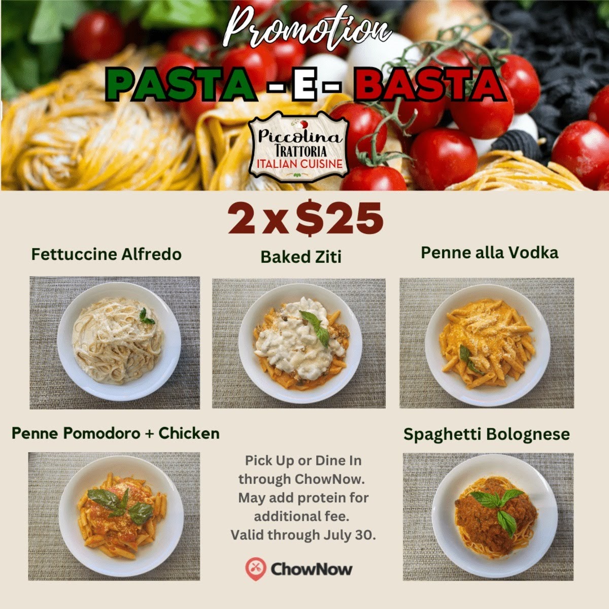 Piccolina Trattoria Menu