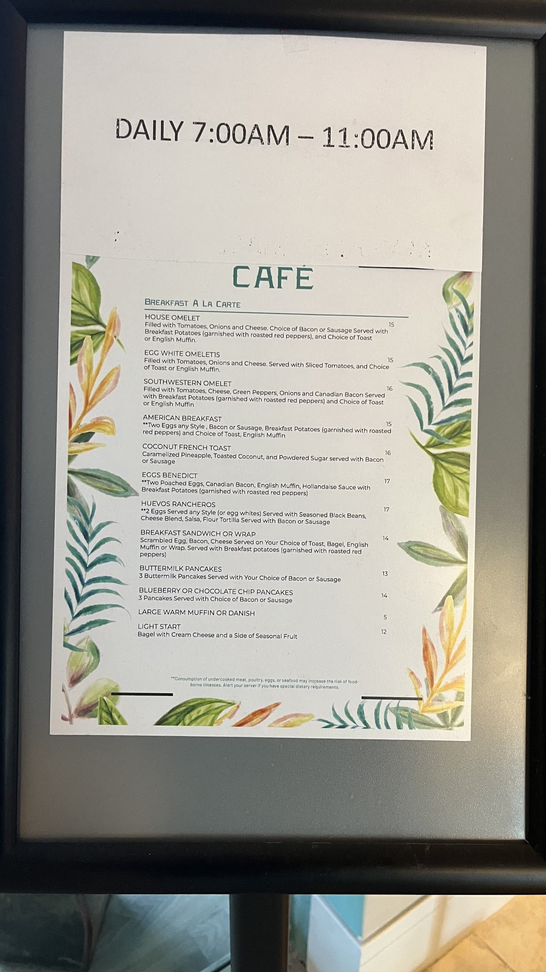 Lena's Cafe Menu