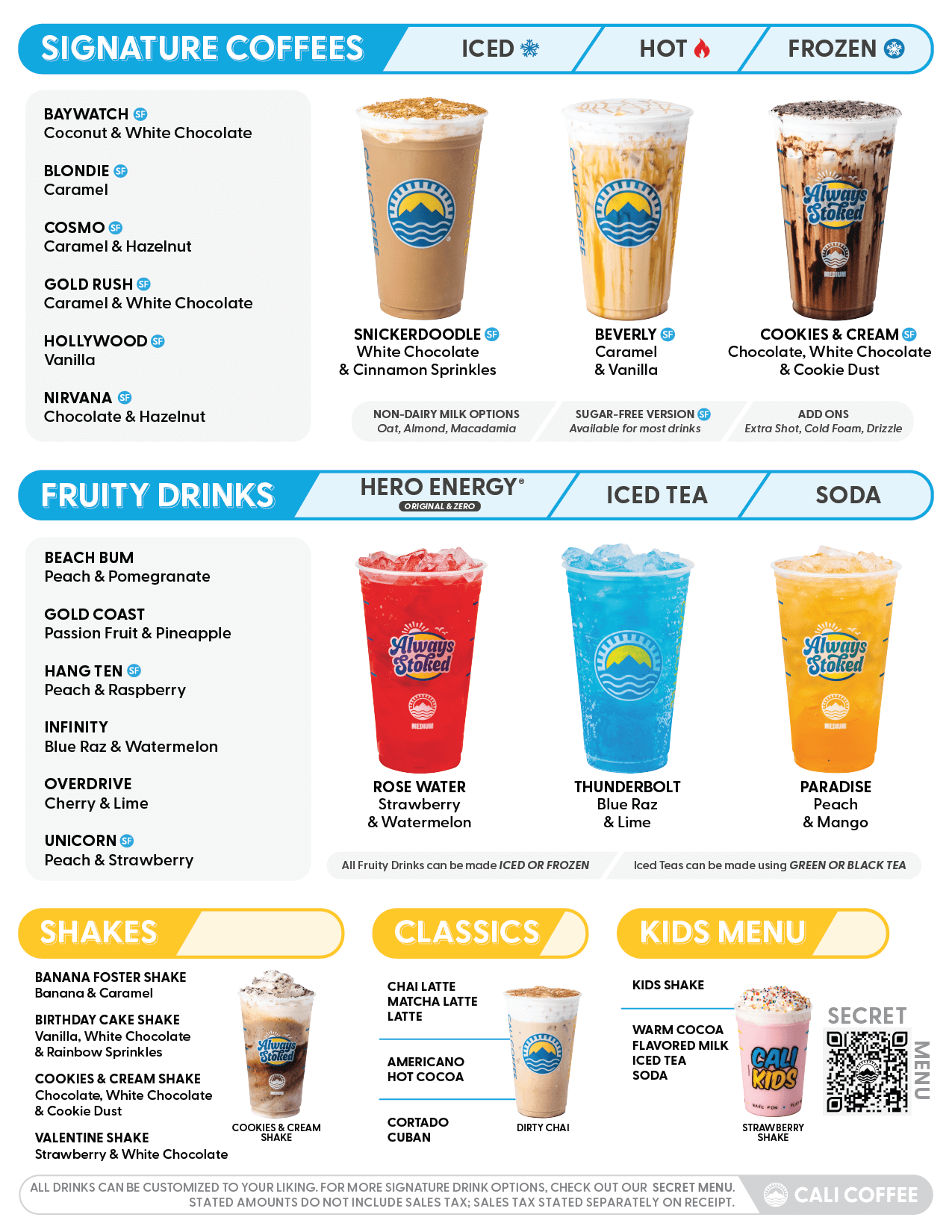 Cali Coffee Menu