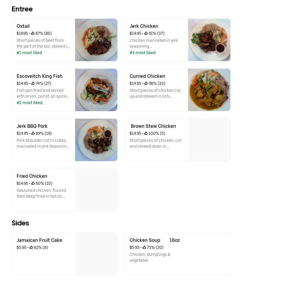 Precious jerk inc Menu