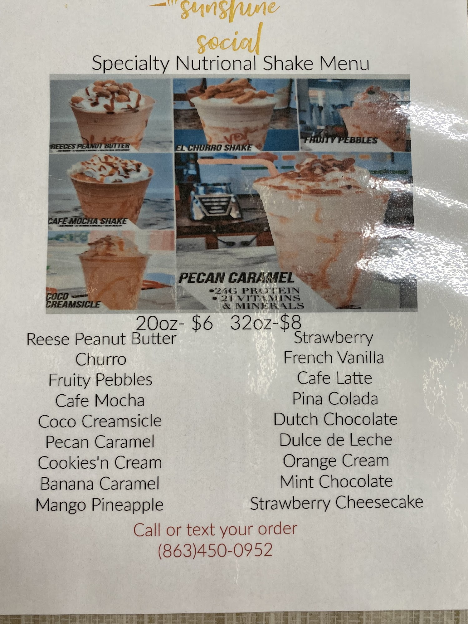 Herbalife Sunshine Social Nutrition Menu