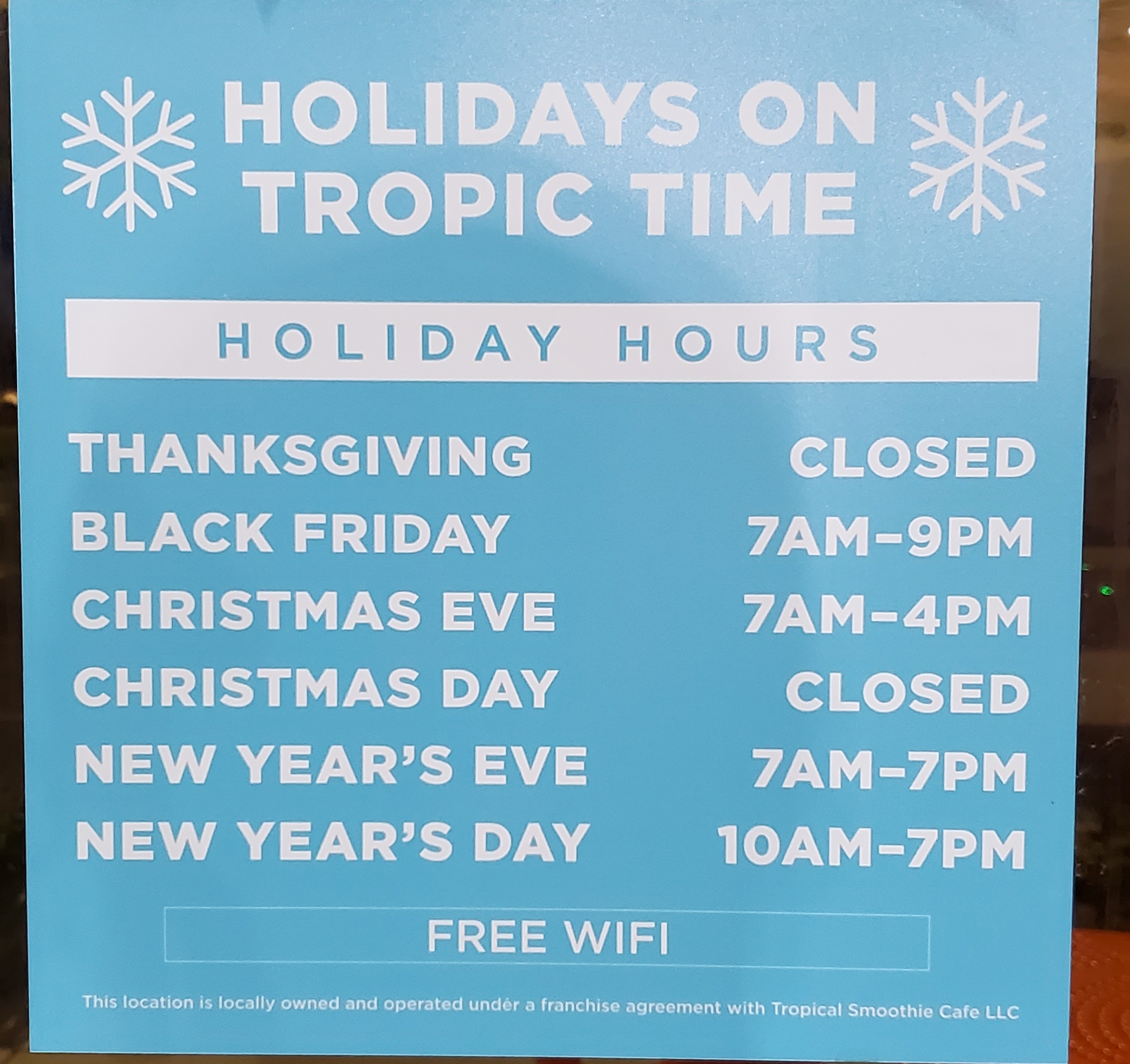 Tropical Smoothie Cafe Menu