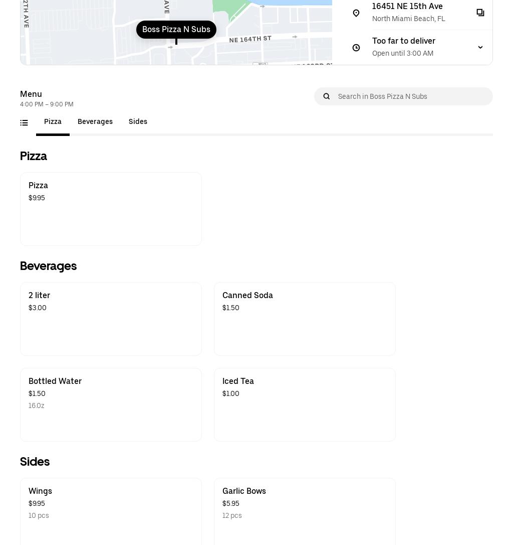 Boss Pizza N'Subs Menu