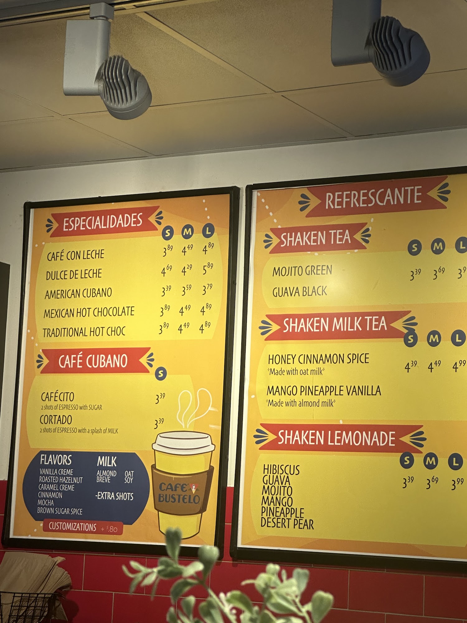 Cafe Bustelo Menu