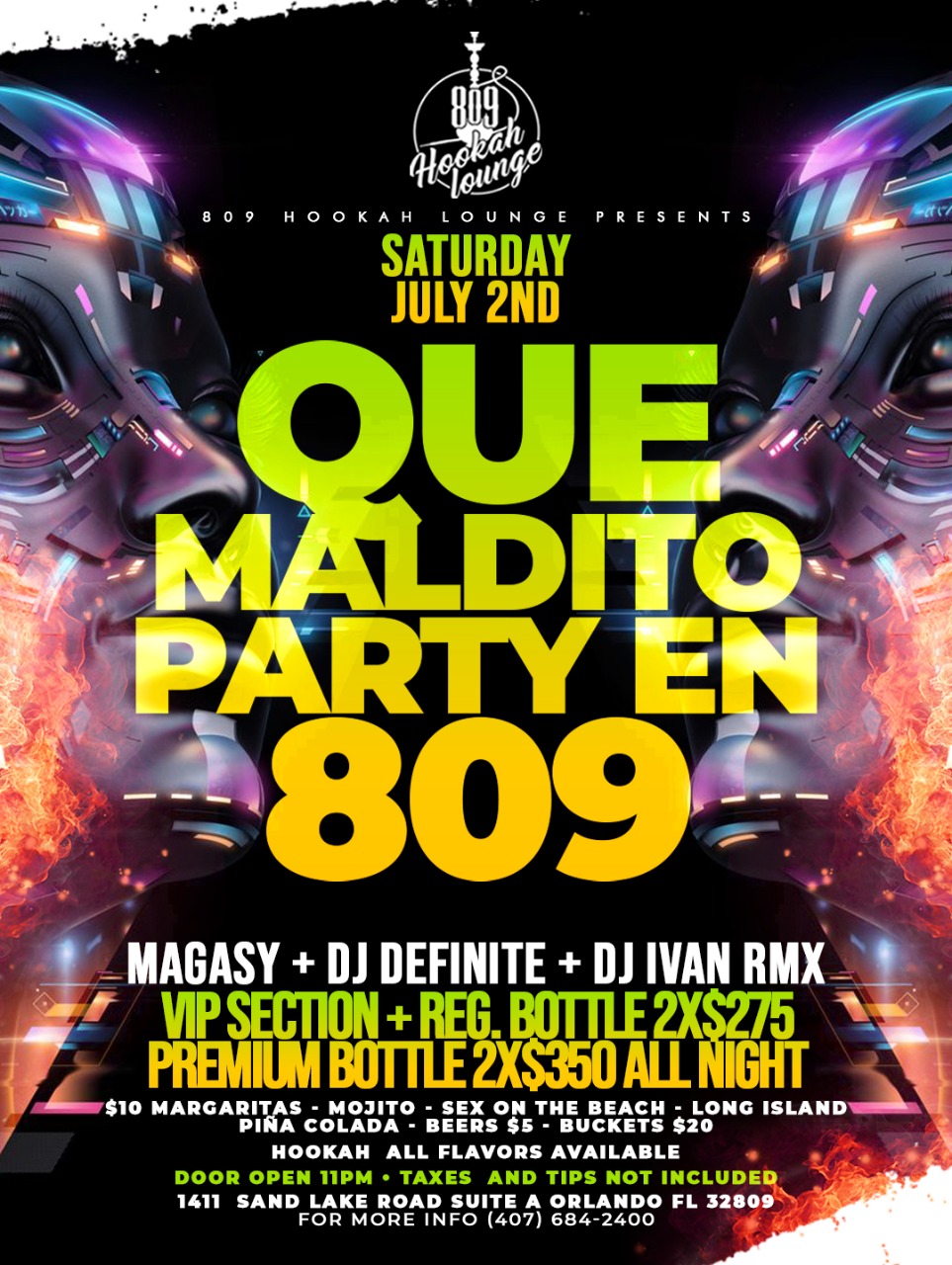 809 hookah lounge Menu