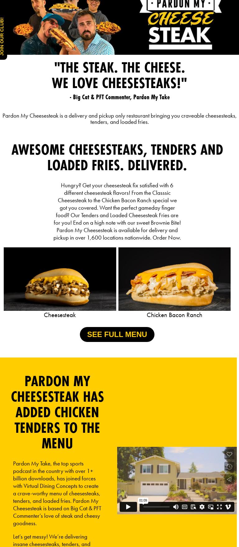 Pardon My Cheesesteak Menu