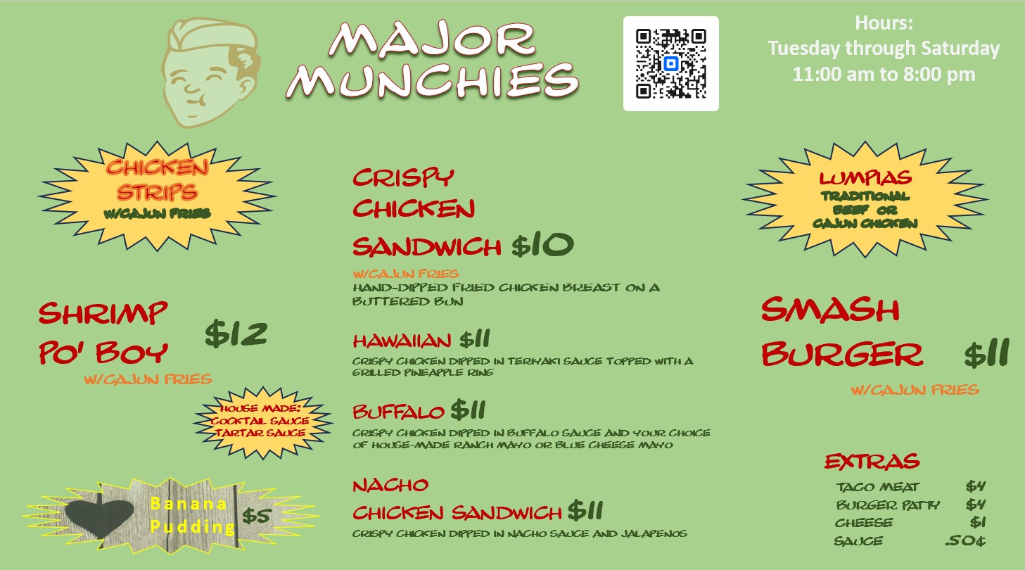 Major Munchies Menu