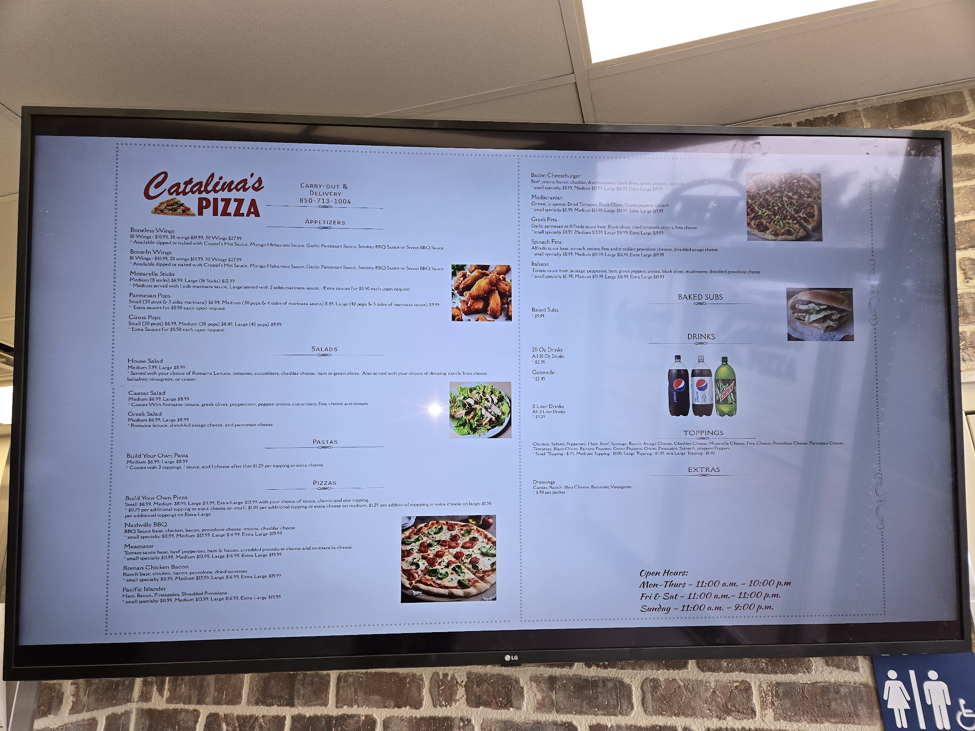 Catalina's Pizza Menu