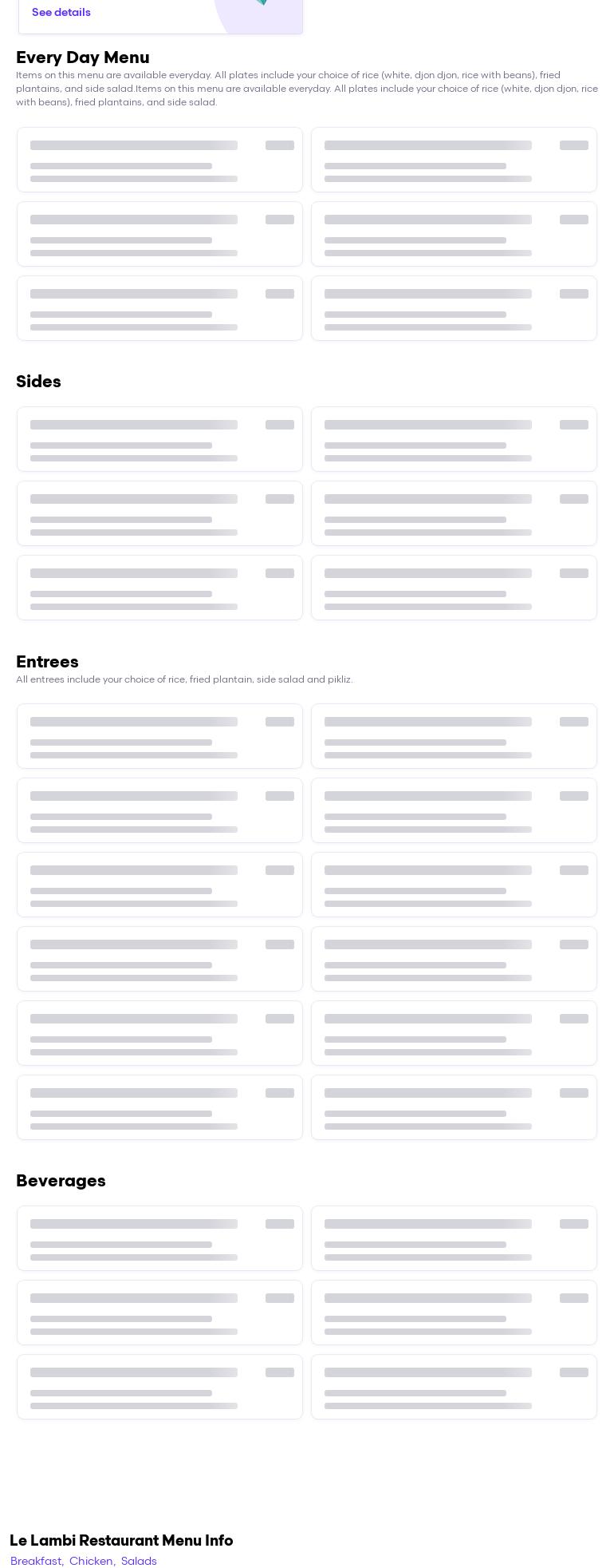 Le Lambi Restaurant Menu