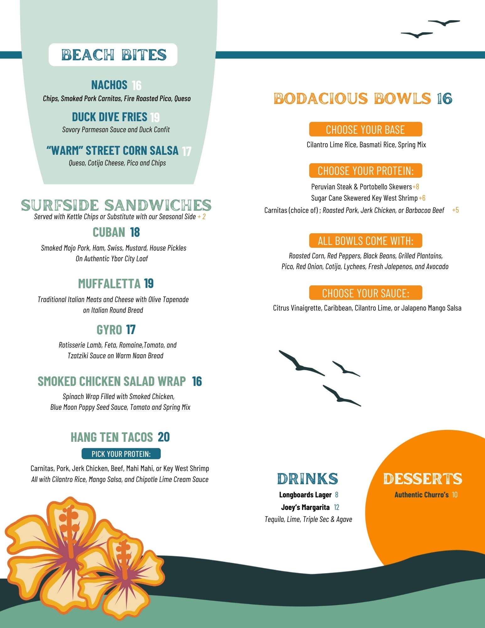 Krazyfish Daiquiri Deck Menu