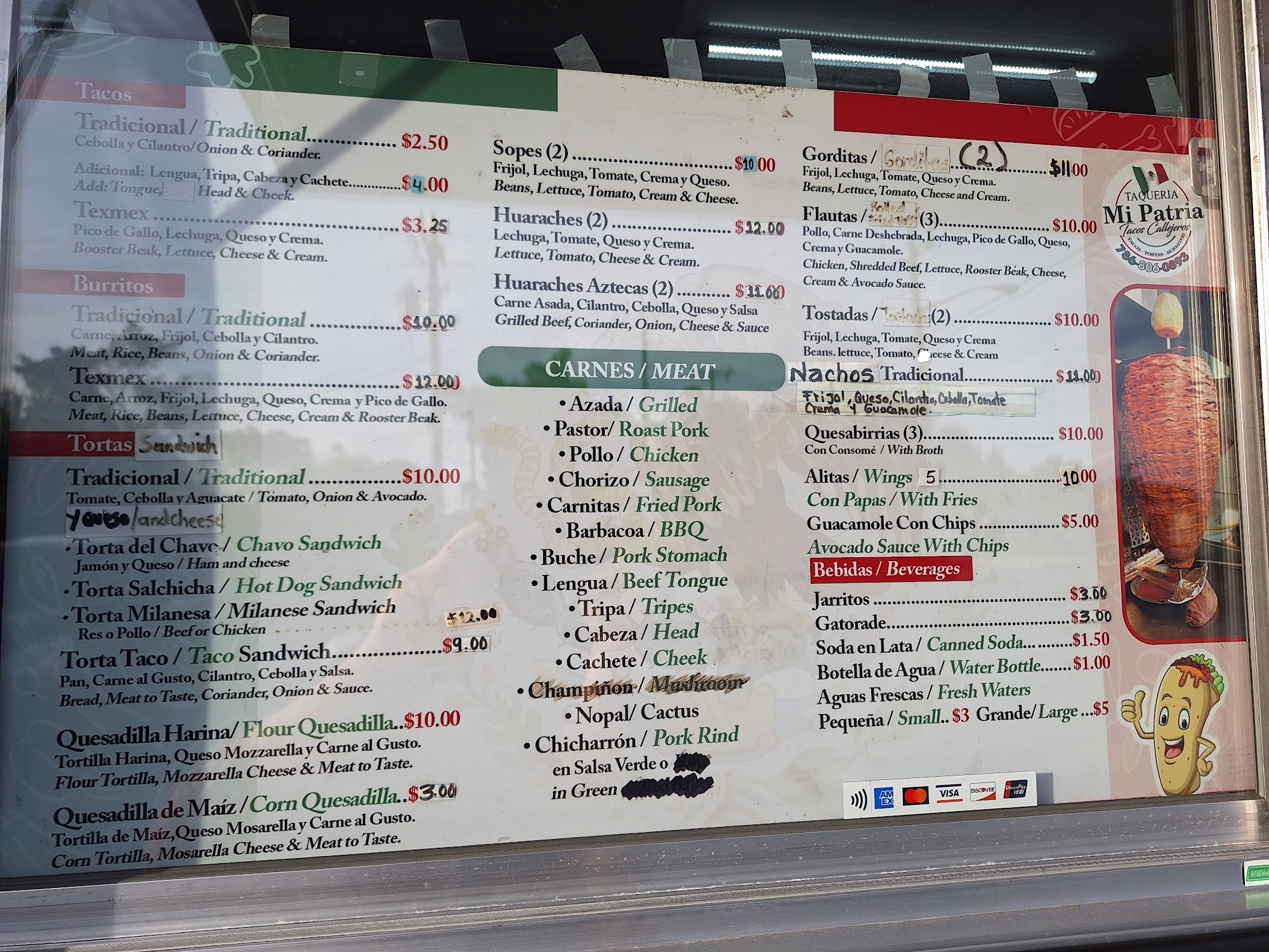 Taqueria Mi Patria tacos callejeros Menu
