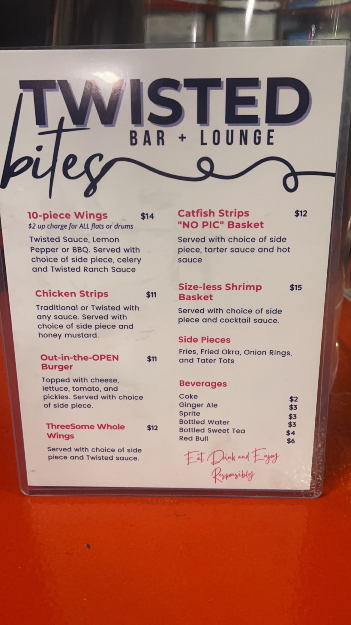 Twisted Bar & Lounge Menu