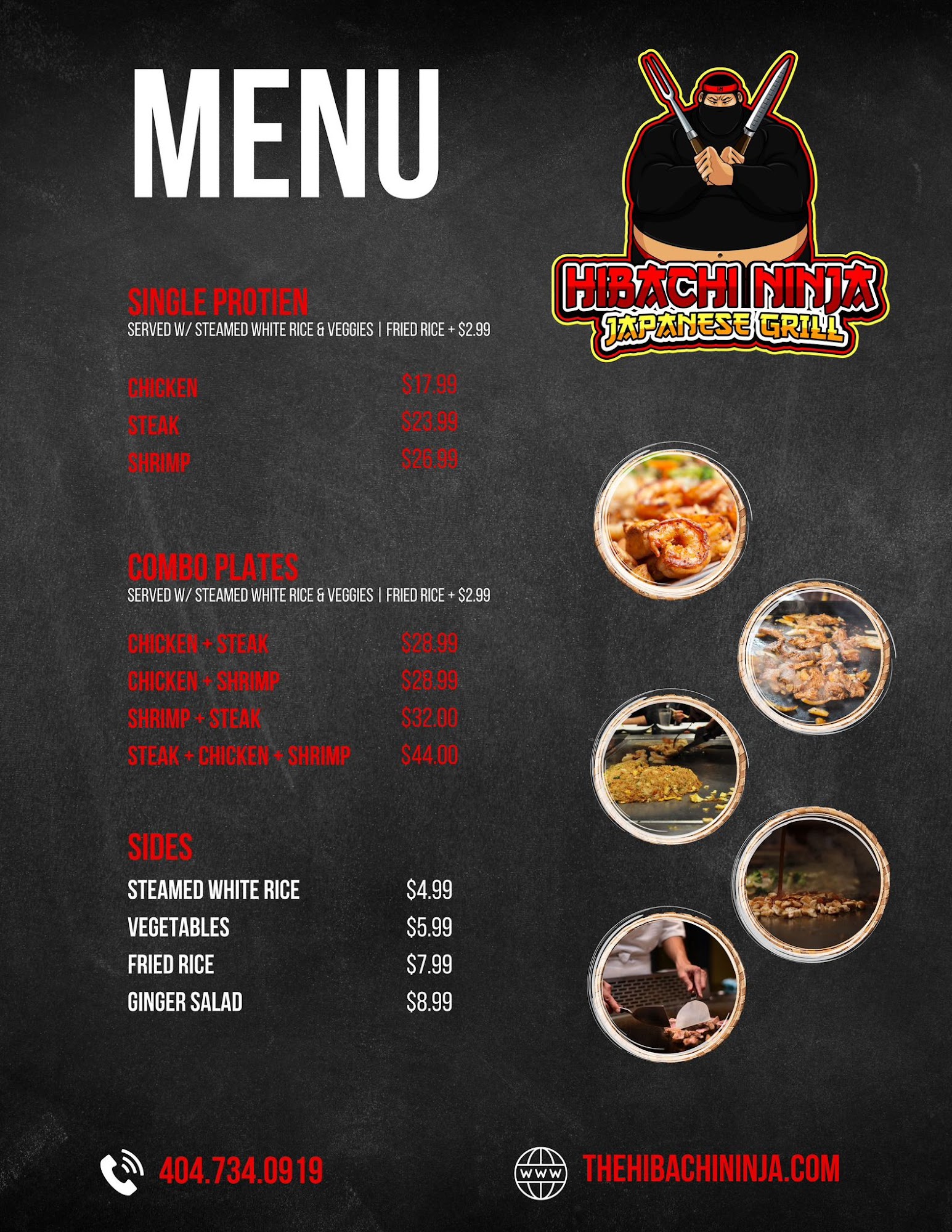 The Hibachi Ninja Menu
