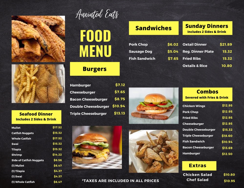 Anointed Eats and Catering LLC Menu