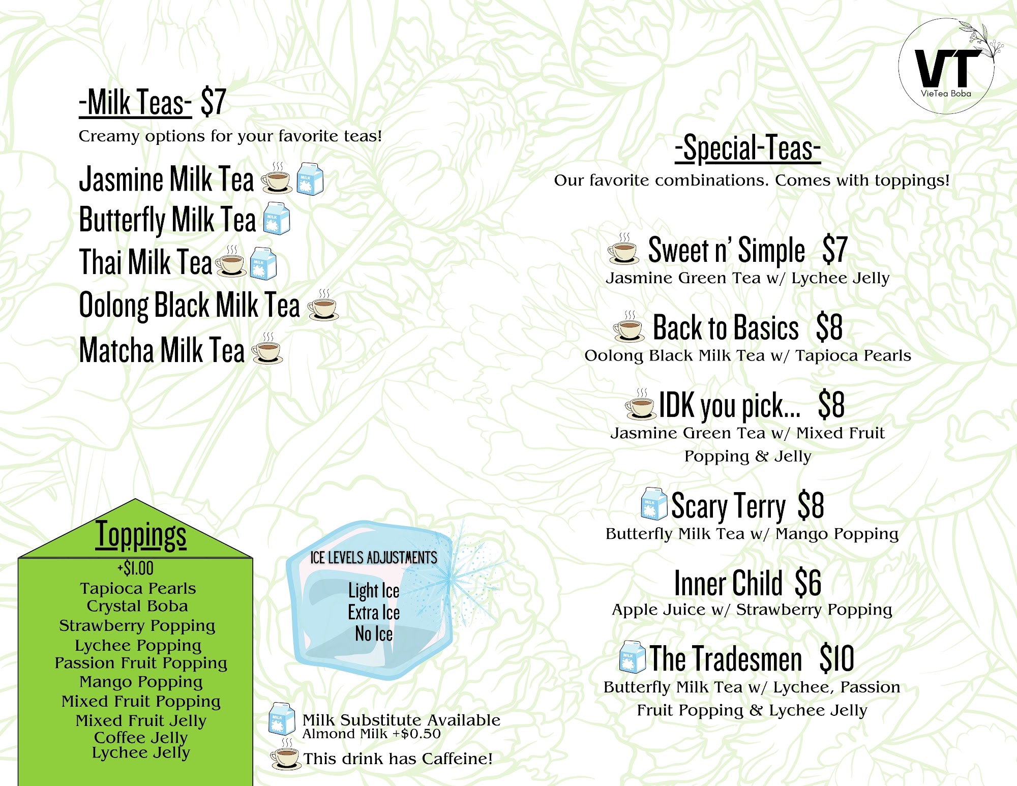 VieTea Boba Menu