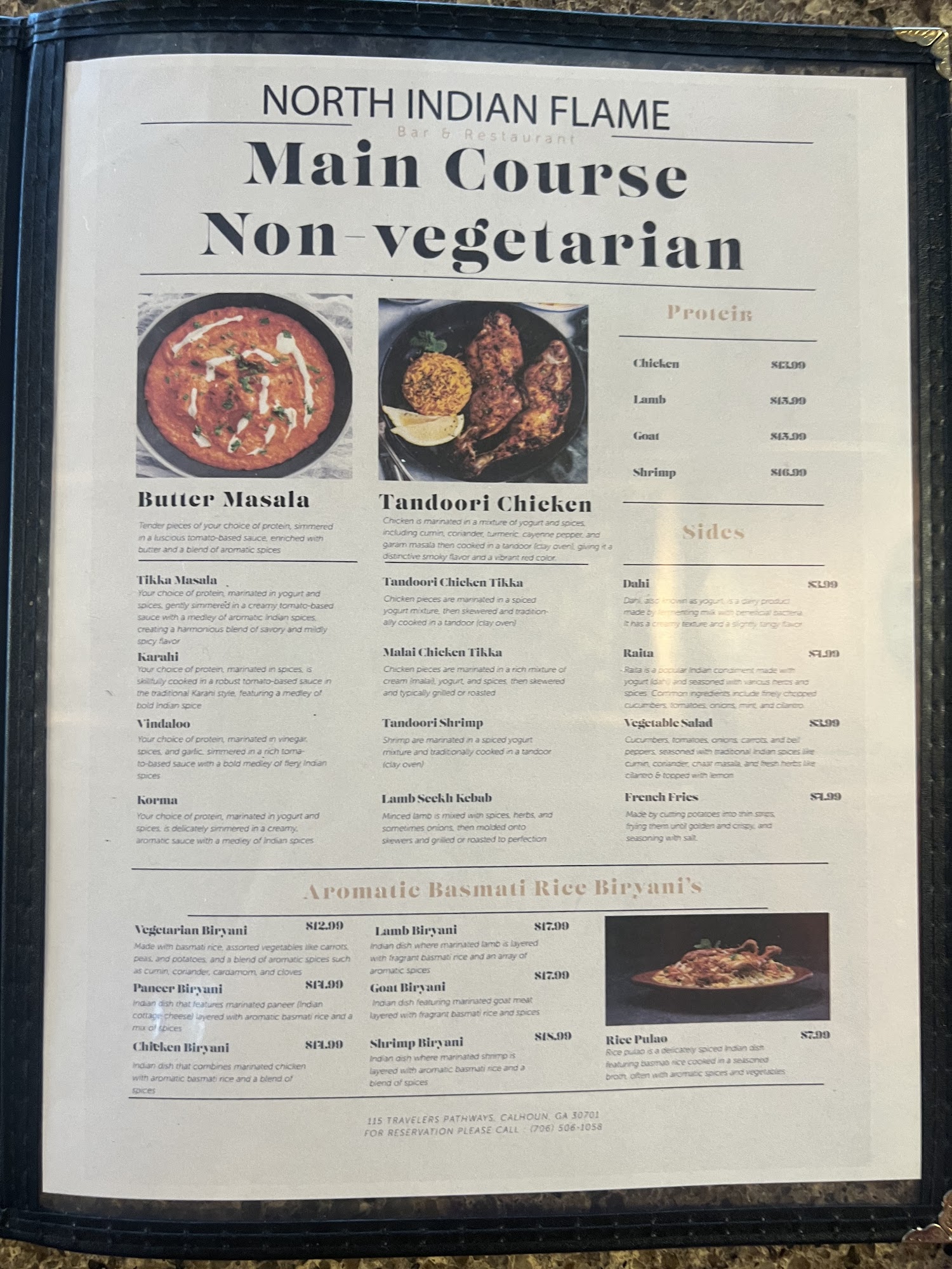 North Indian Flame Bar & Restaurant, Calhoun Menu, Reviews (161