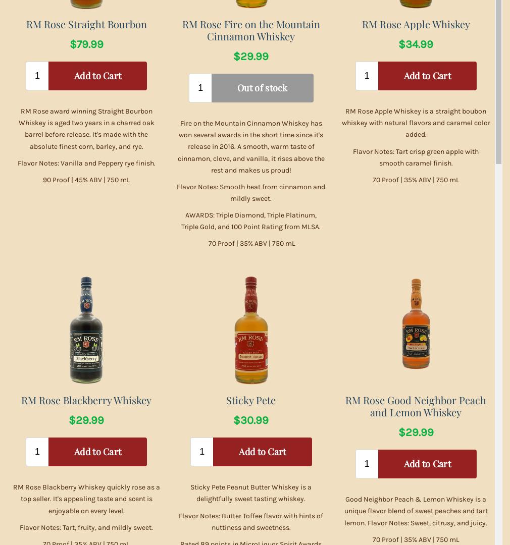 R.M. Rose And Company Distillers Menu