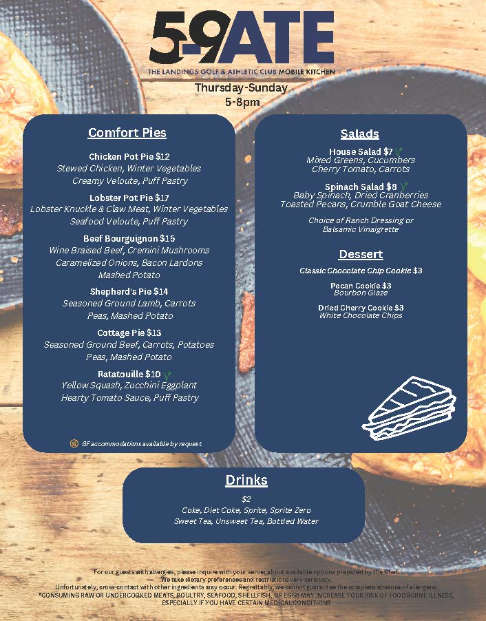 5-9ATE Mobile Kitchen at The Landings Golf & Athletic Club Menu