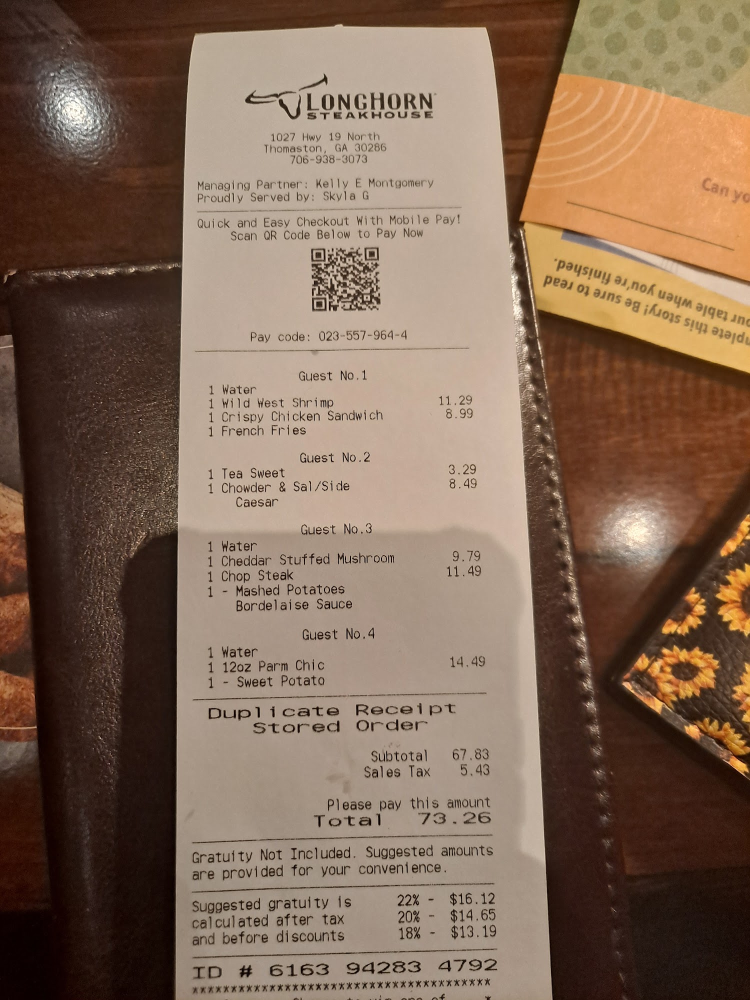 LongHorn Steakhouse Menu