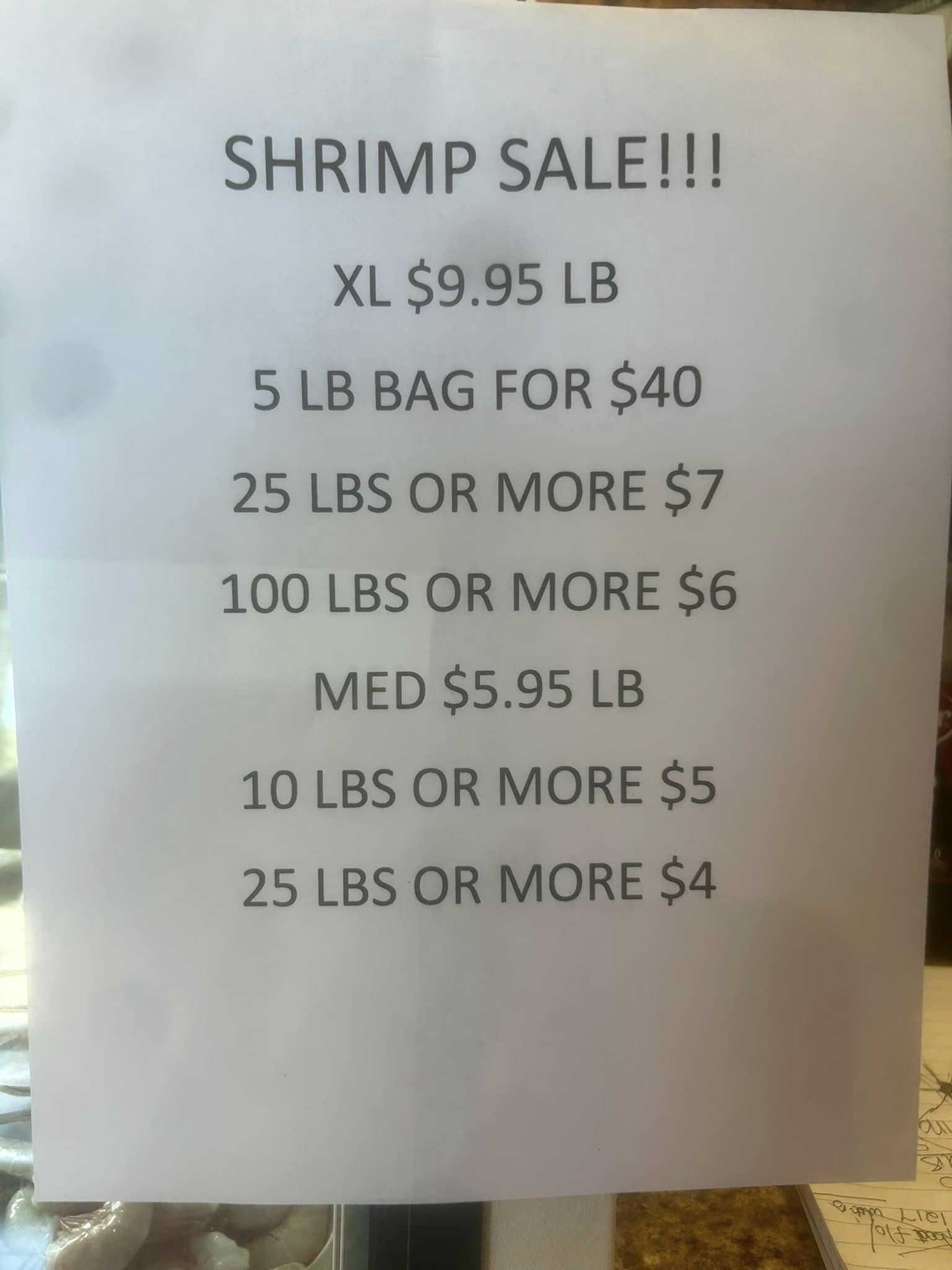 Shell Creek Seafood Menu