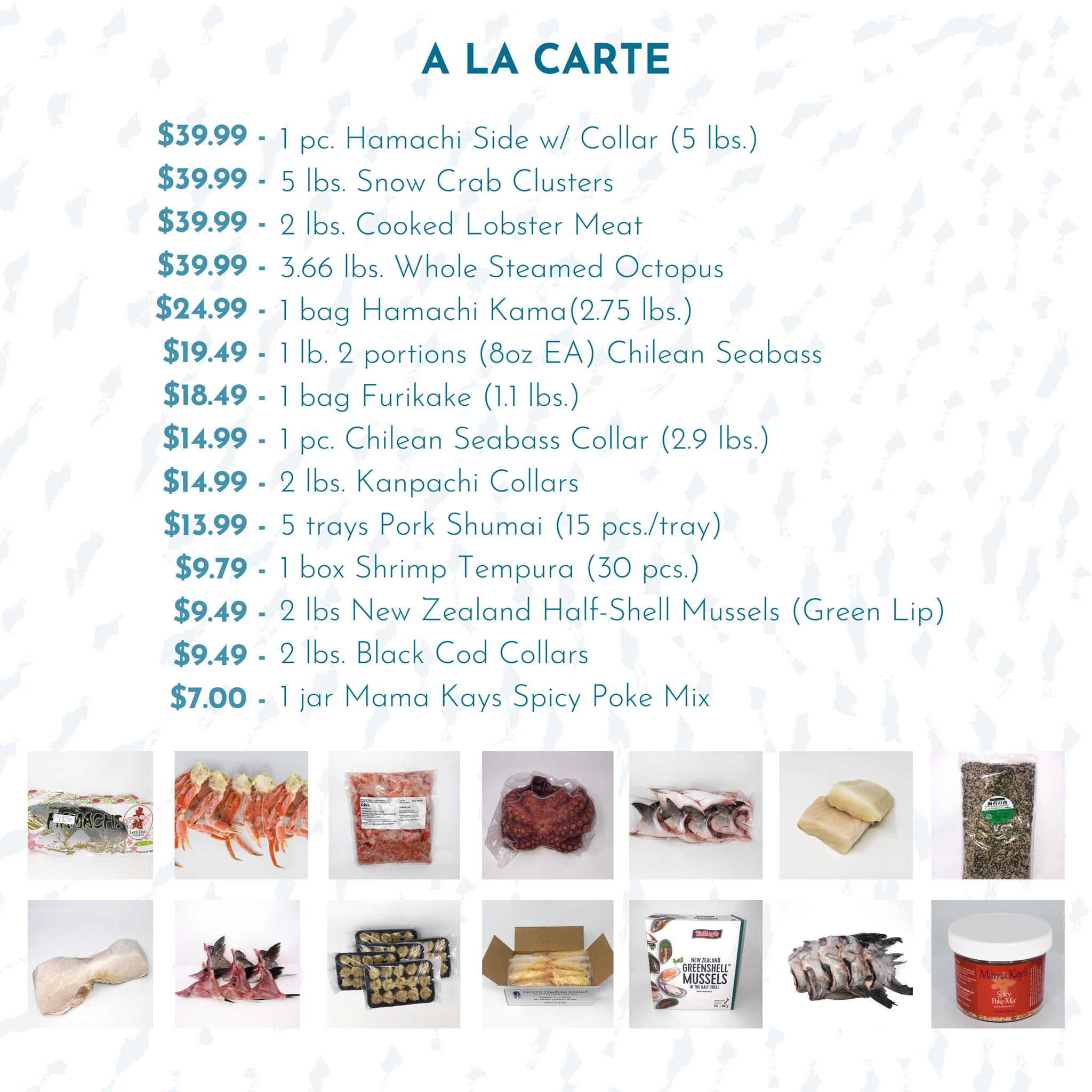 Tropic Fish Maui LLC. Menu