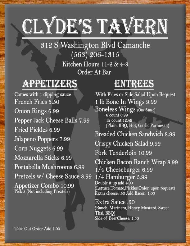 Clyde's Menu