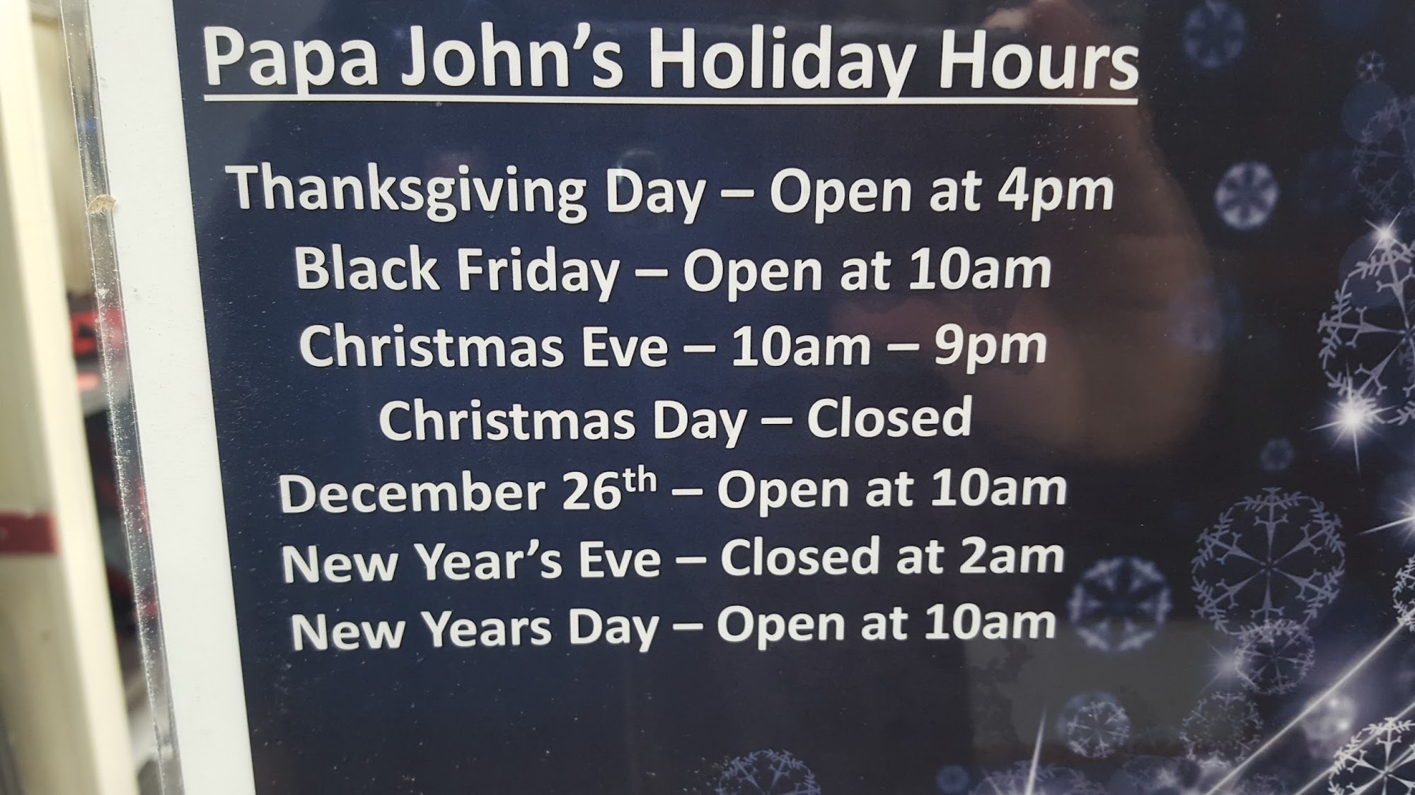 Papa Johns Pizza Menu